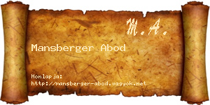 Mansberger Abod névjegykártya